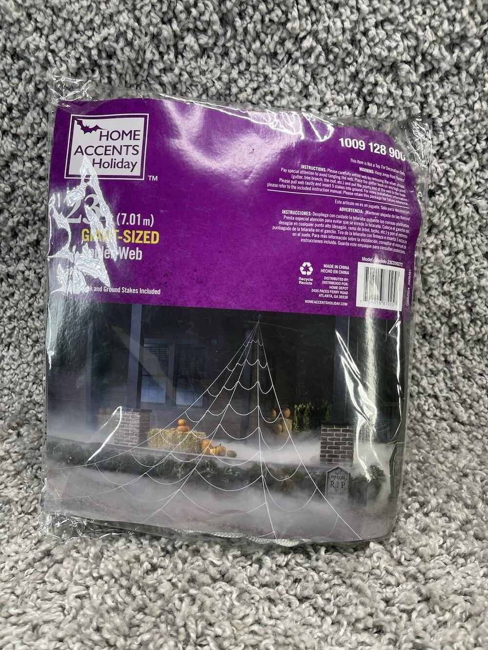 23’ Giant Spider Web Indoor Outdoor with Stakes Super Web New In Package